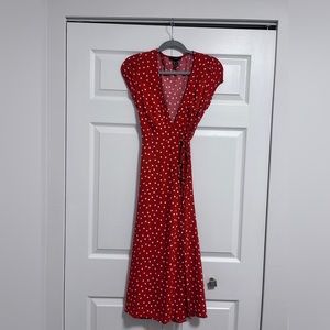 Red Polka dot wrap dress